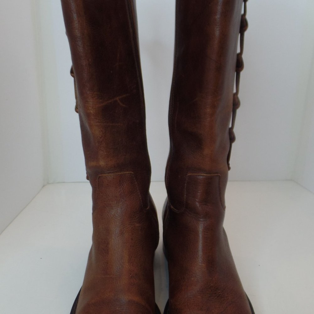 Brown Leather Zip Up Boots W Braided Trim & Buckle With Character Sz 9  #6436398 - Picture 4 of 16